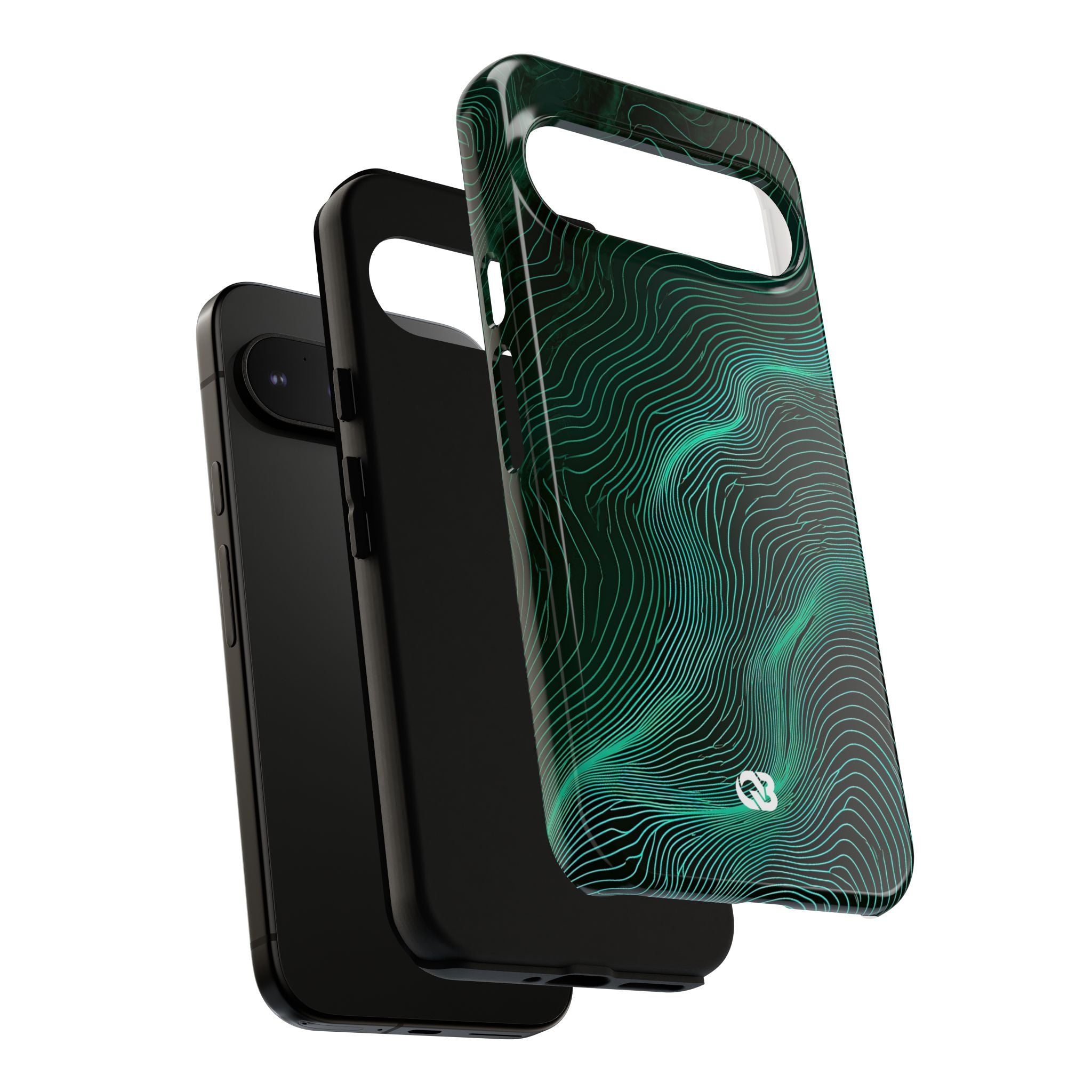 Teal Tough Phone Case for Google Pixel - Neon Jade Contour