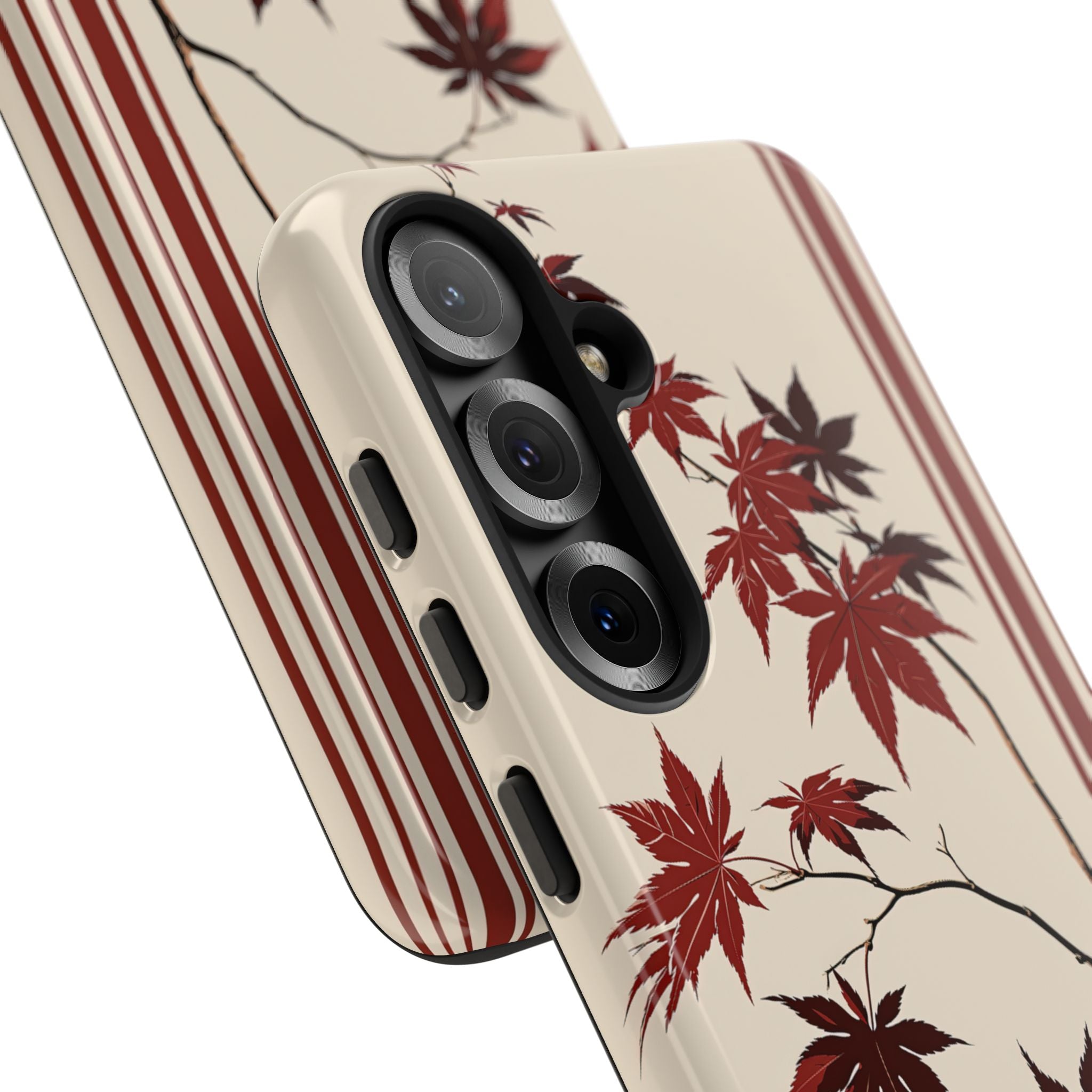 Red Tough Phone Case for Samsung - Crimson Momiji Stripe
