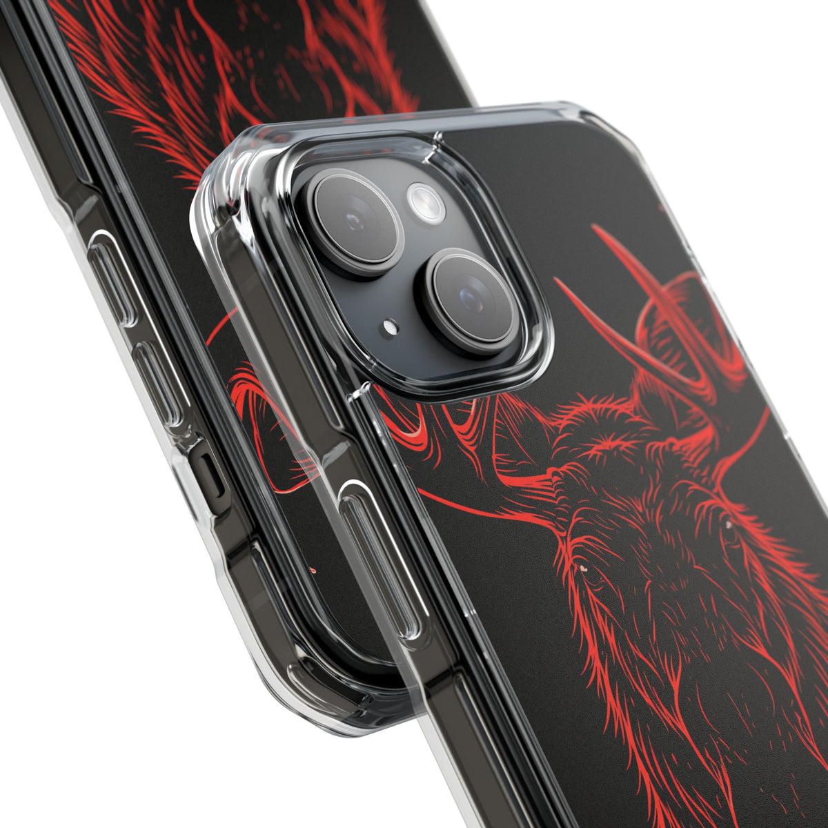 Nordic Moose Contour · Clear Impact Magnetic Phone Case for iPhone ·  Red