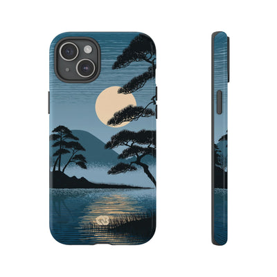 Blue Tough Phone Case for iPhone - Midnight Kyoto Pine