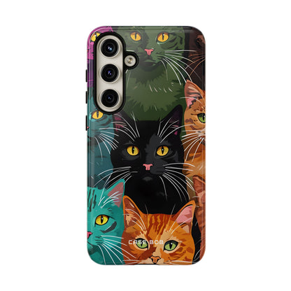 Teal Cat Grid Samsung S24 Plus Case - Tough