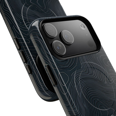 Black Tough 2.0 Magsafe Phone Case for iPhone - Obsidian Ridge Topo