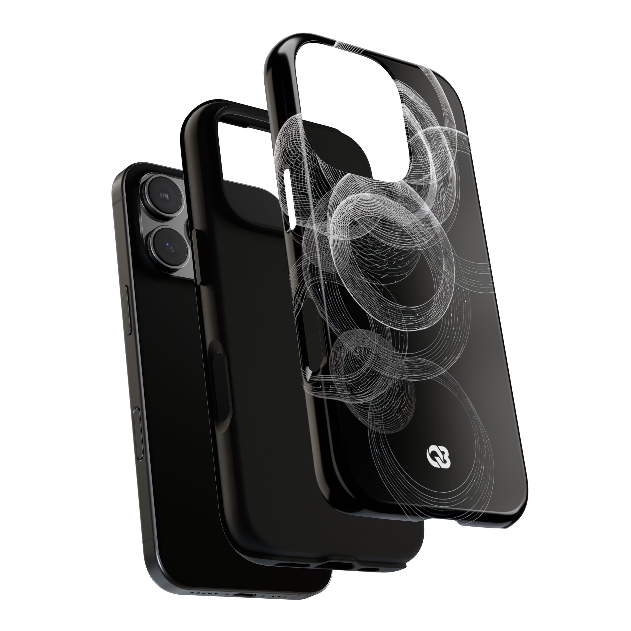 Black Tough Phone Case for iPhone - Kinetic Wireframe Orbit