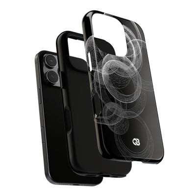 Black Tough Phone Case for iPhone - Kinetic Wireframe Orbit