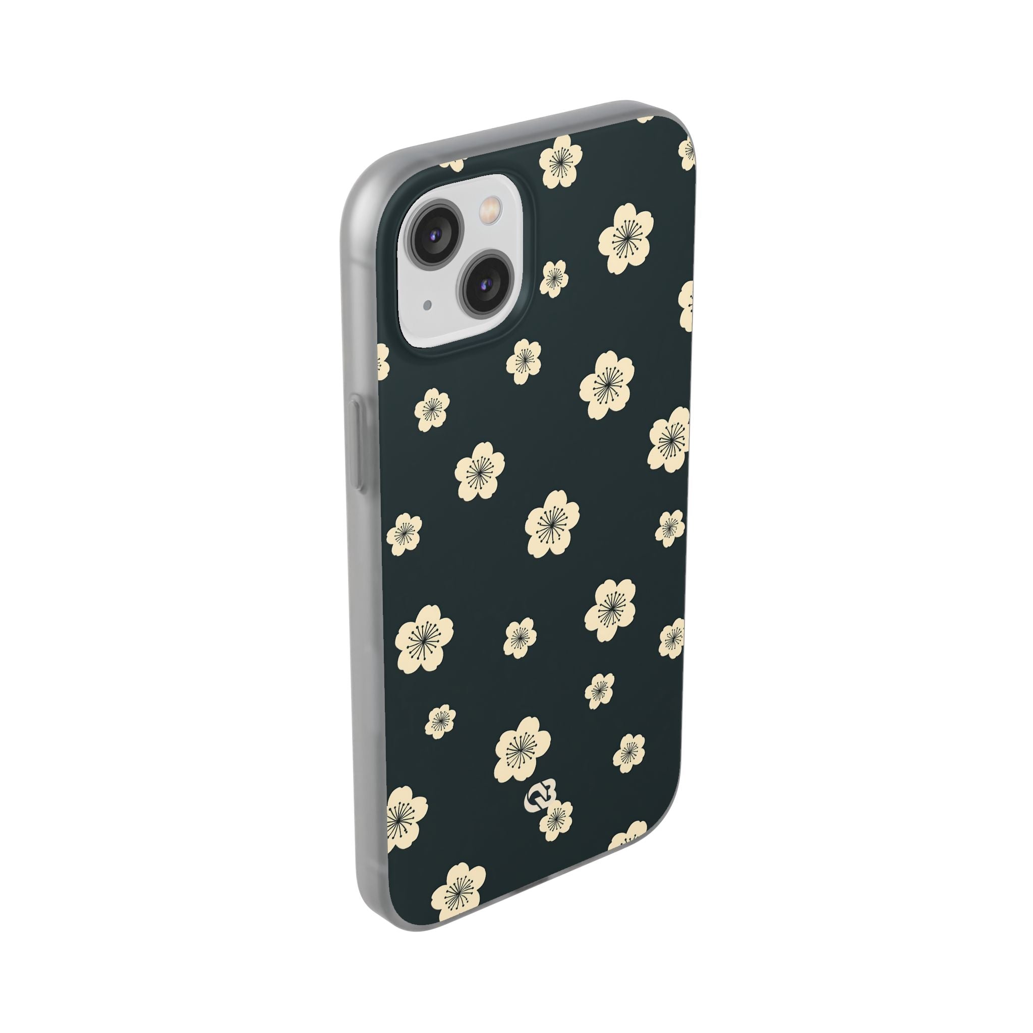 Teal Lite Phone Case for iPhone - Obsidian Cream Petals