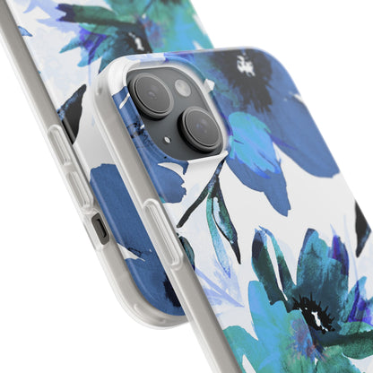 Blå Blomst Glød iPhone 15 Plus Cover - Blødt