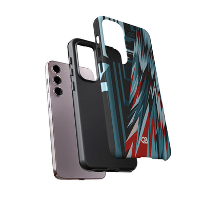 Blue Tough Phone Case for Samsung - Glitch Peak Cyan