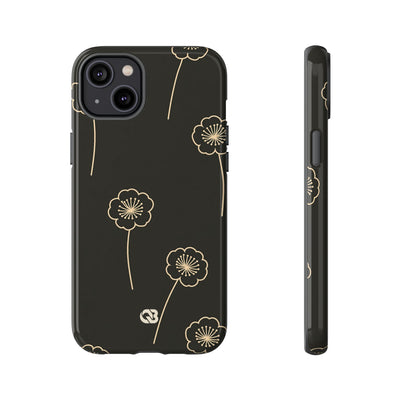 Black Tough Phone Case for iPhone - Obsidian Sand Petals