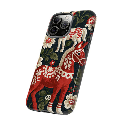 Nordic Dala Meadow · Tough Phone Case for iPhone · Red