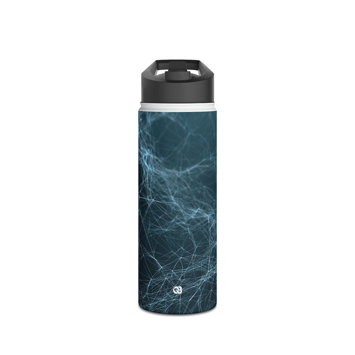 Cyan Lattice Grid · Insulated Water Bottle · Teal