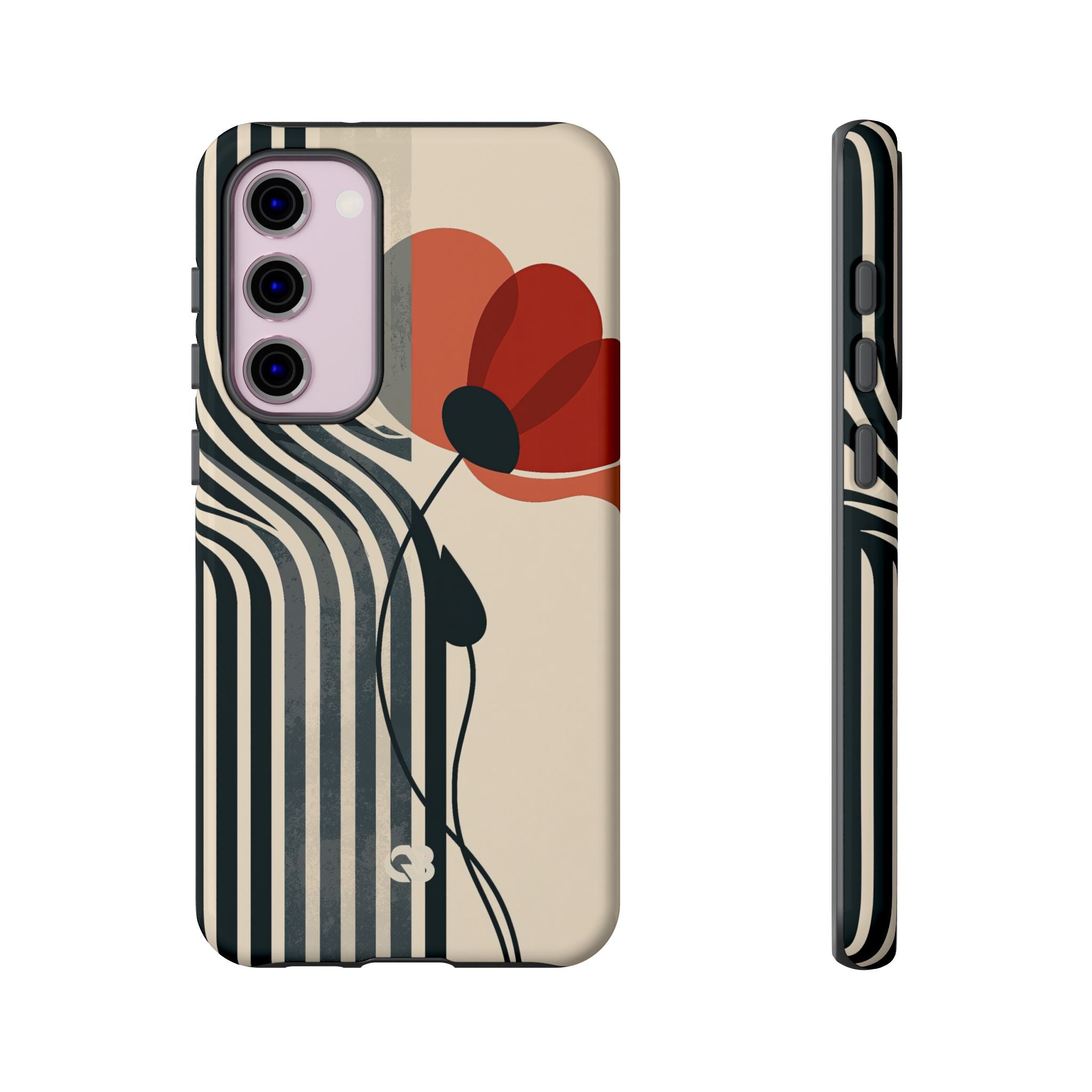 Beige Tough Phone Case for Samsung - Crimson Line Bloom