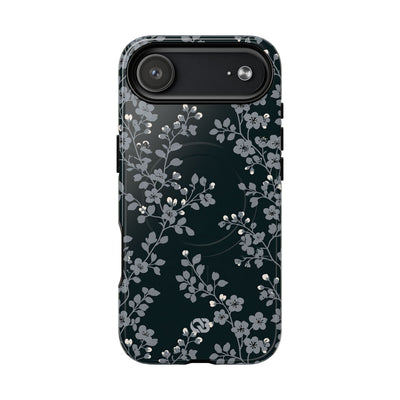 Black Tough 2.0 Magsafe Phone Case for iPhone - Midnight Slate Blossom