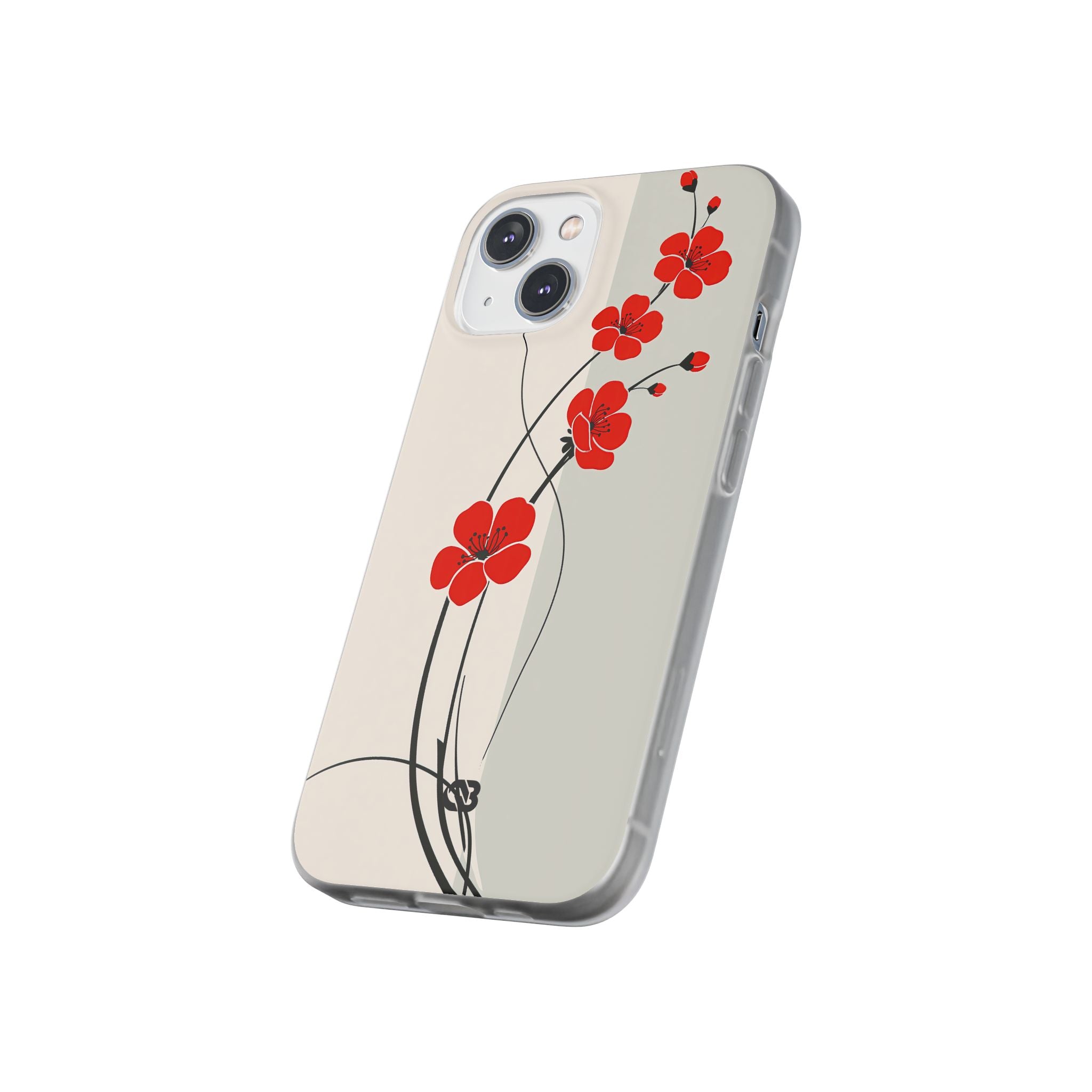 Beige Lite Phone Case for iPhone - Scarlet Ink Petals