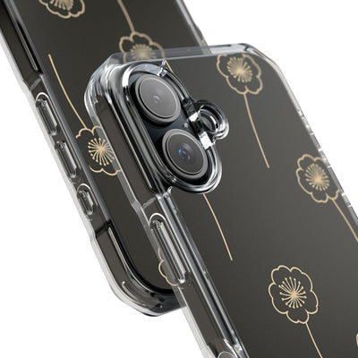 Black Impact MagSafe Phone Case for iPhone - Obsidian Sand Petals