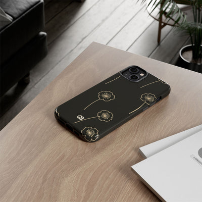Black Tough Phone Case for iPhone - Obsidian Sand Petals