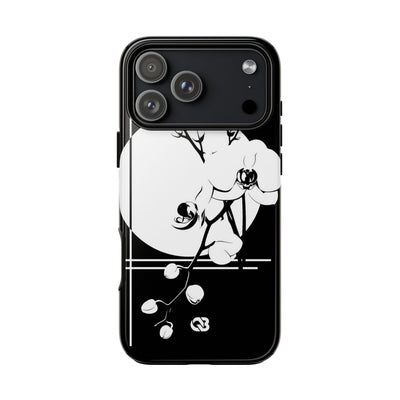 Black Tough Phone Case for iPhone - Lunar Orchid Grid