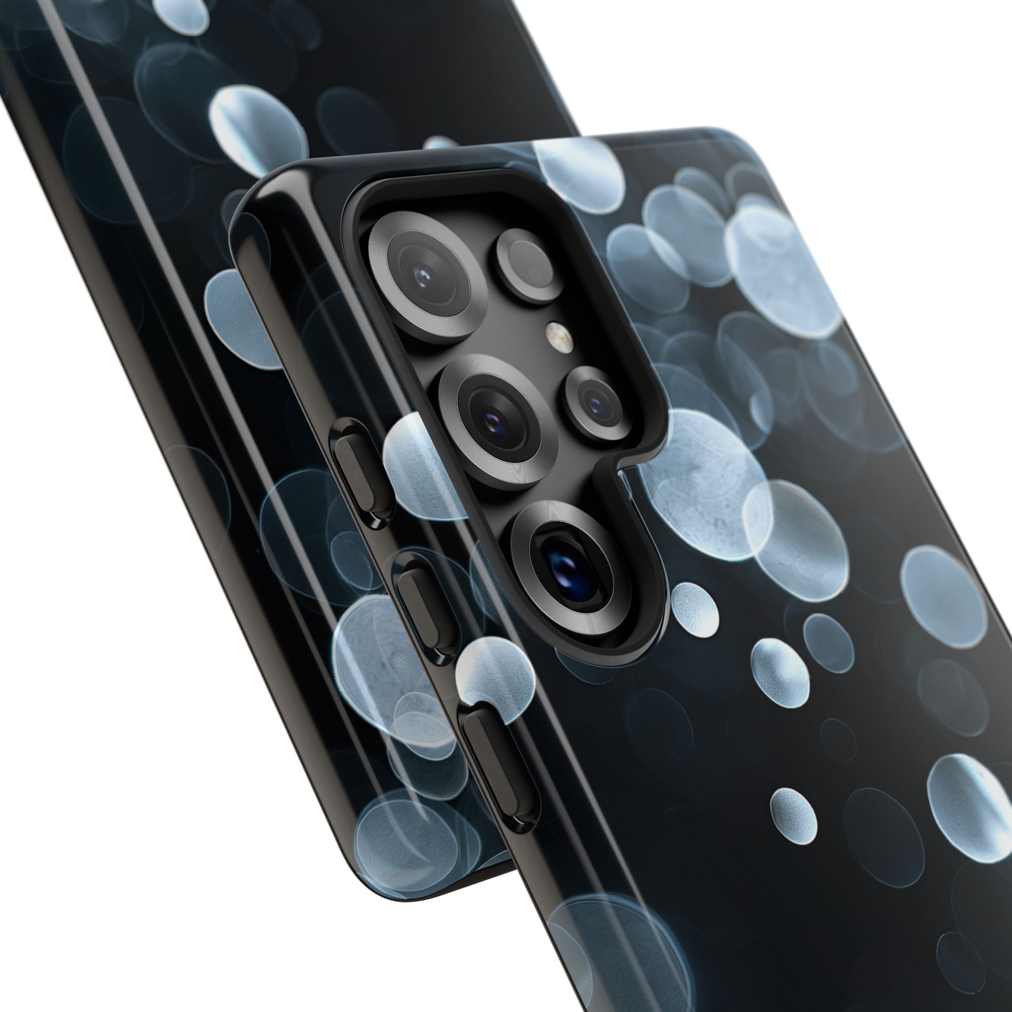 Black Tough Phone Case for Samsung - Silver Orbit Glow