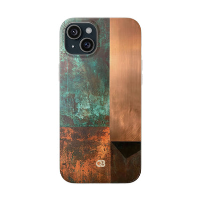 Teal Lite Phone Case for iPhone - Verdigris Copper Slab