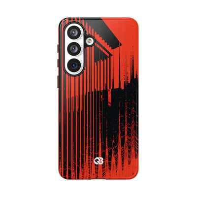 Red Tough Phone Case for Samsung - Crimson Brutalist Distortion