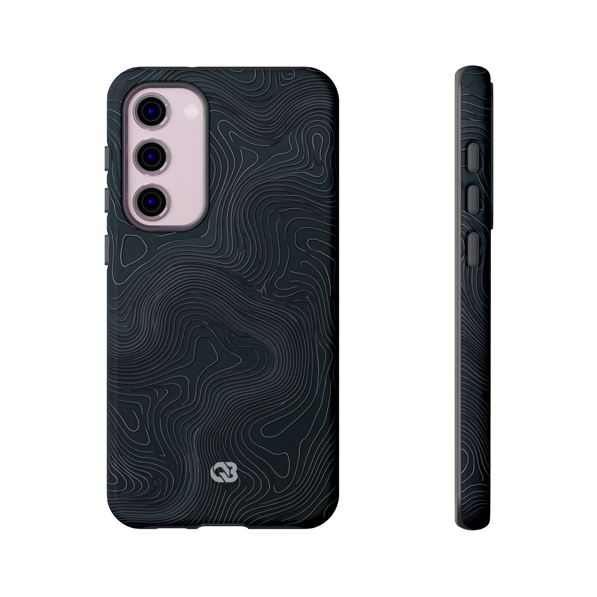 Black Tough Phone Case for Samsung - Obsidian Ridge Topo