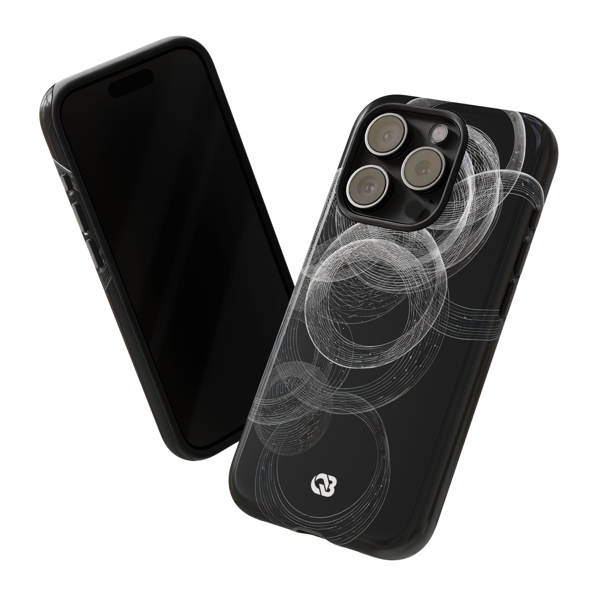 Black Tough Phone Case for iPhone - Kinetic Wireframe Orbit