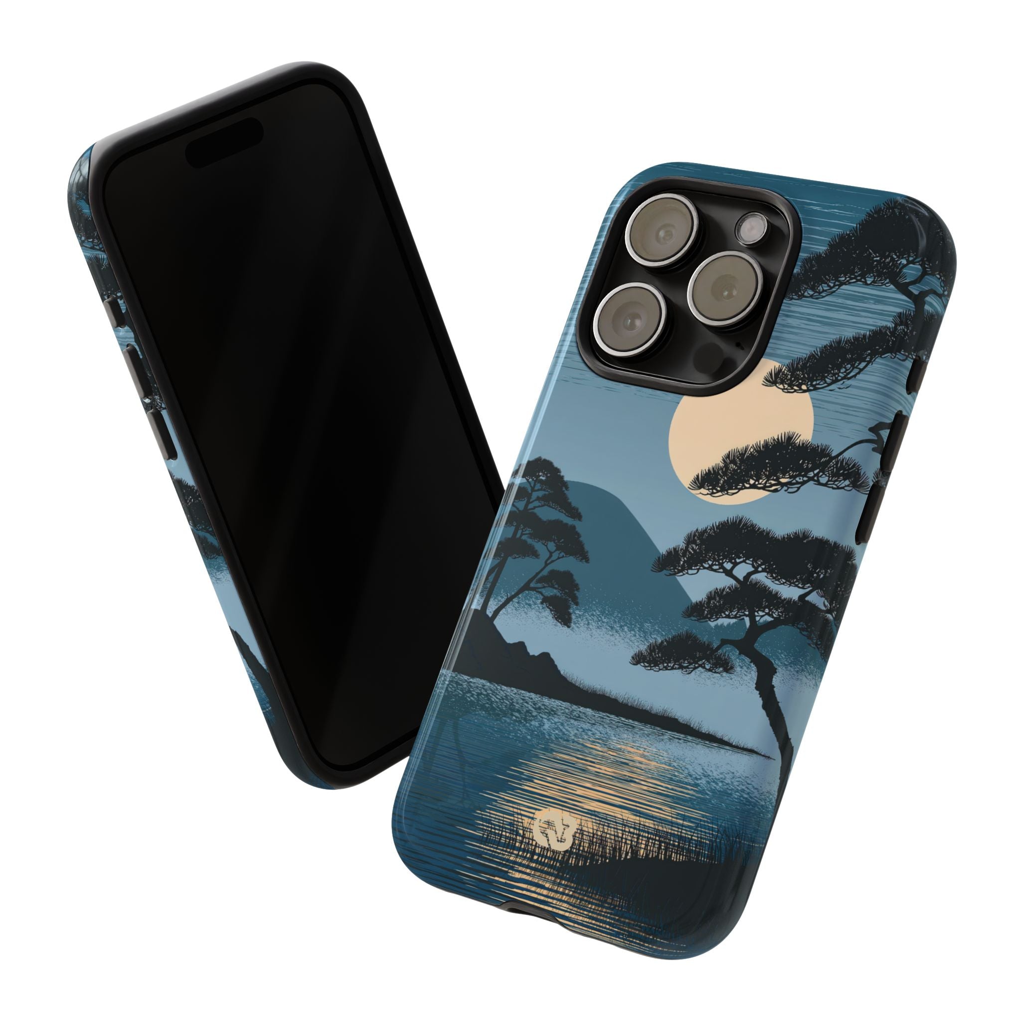 Blue Tough Phone Case for iPhone - Midnight Kyoto Pine