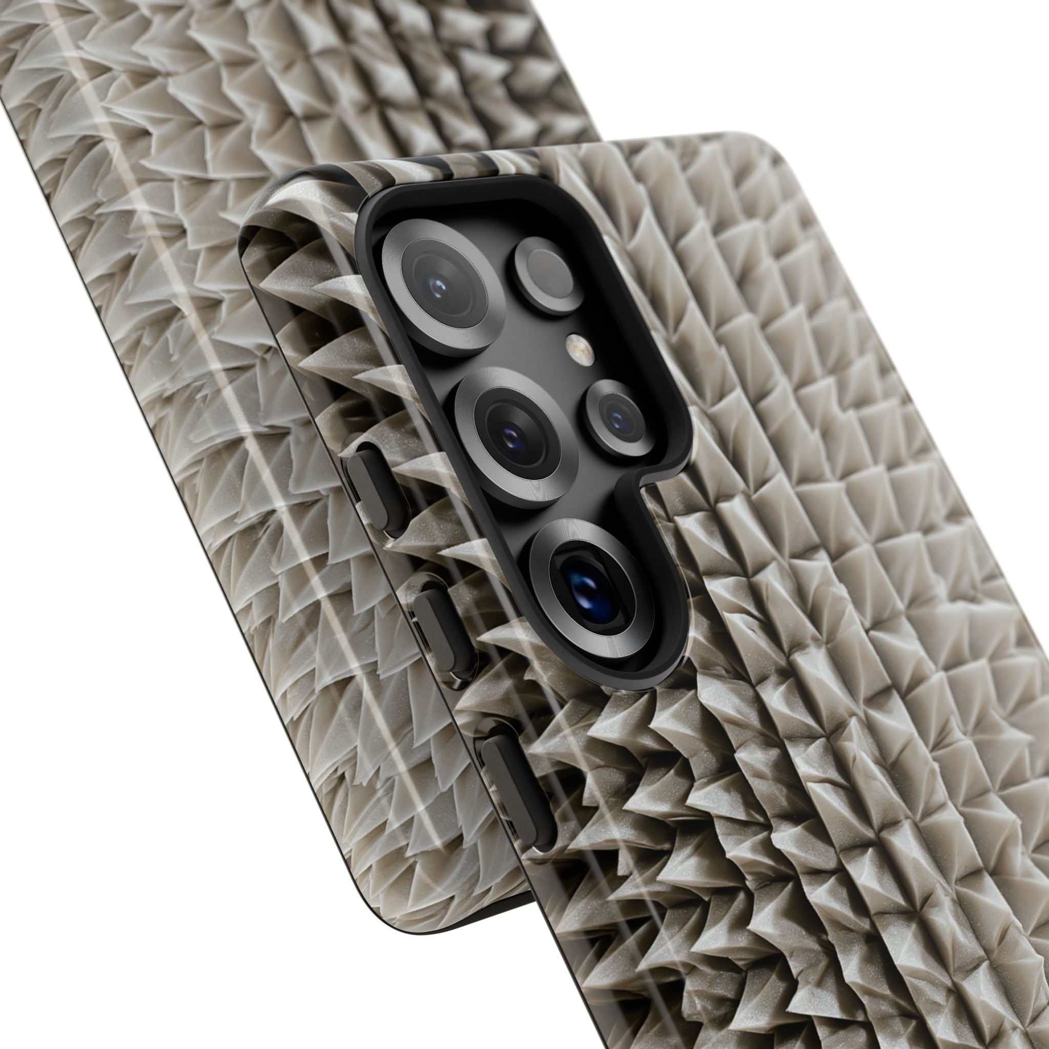 Beige Tough Phone Case for Samsung - Bone Spiked Grid