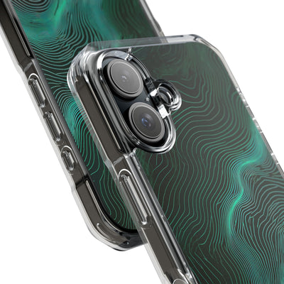Teal Impact MagSafe Phone Case for iPhone - Neon Jade Contour