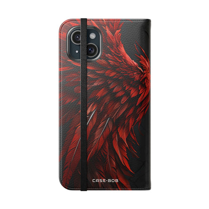 Crimson Silver Wings - iPhone 15 Plus Case - Wallet