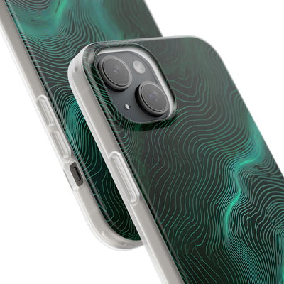 Teal Lite Phone Case for iPhone - Neon Jade Contour