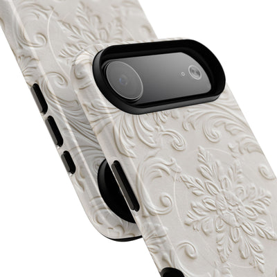 White Tough 2.0 Magsafe Phone Case for iPhone - Alabaster Floral Relief