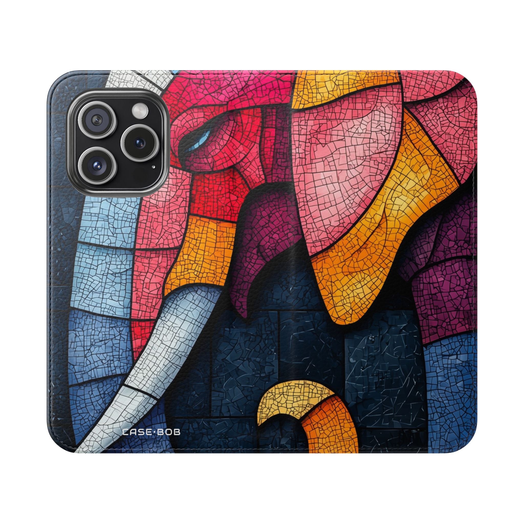 Blue Mosaic Elephant - iPhone 15 Pro Case - Wallet