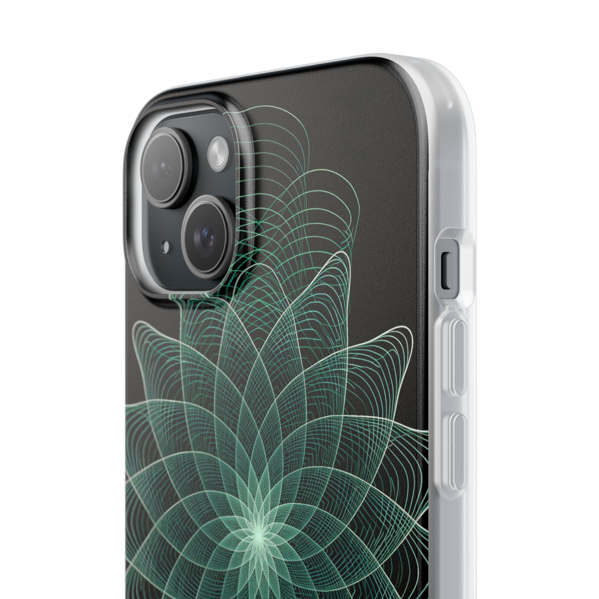 Green Lite Phone Case for iPhone - Cyan Signal Bloom
