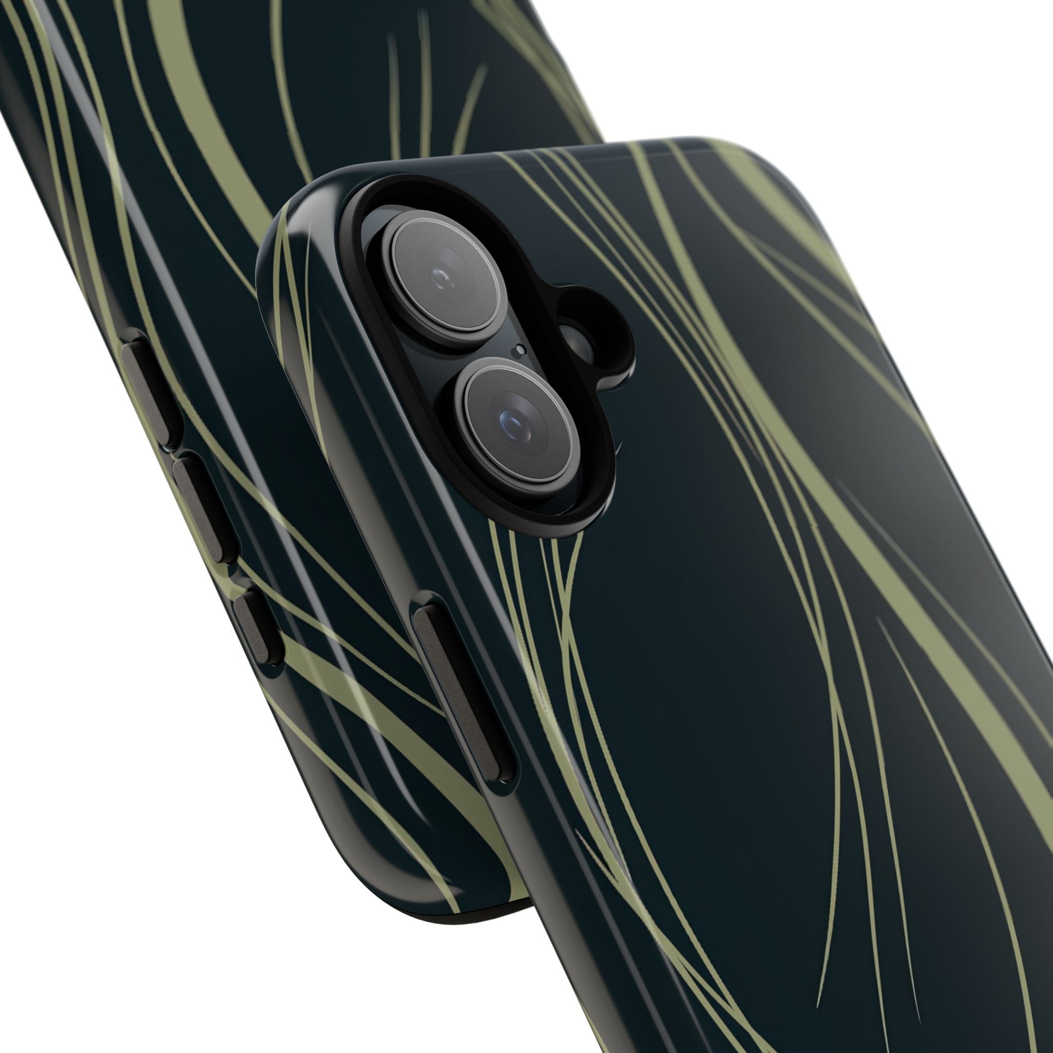 Green Tough Phone Case for iPhone - Obsidian Sage Flow