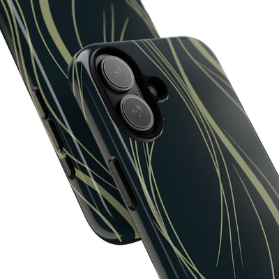 Green Tough Phone Case for iPhone - Obsidian Sage Flow