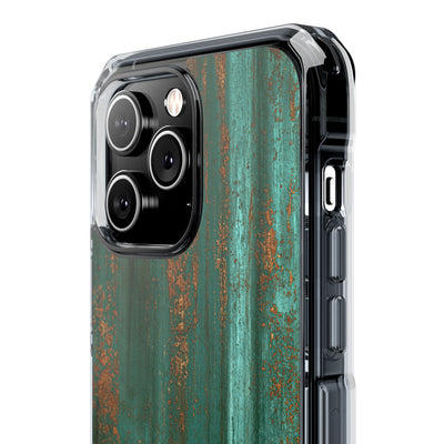 Teal Impact MagSafe Phone Case for iPhone - Verdigris Copper Siding