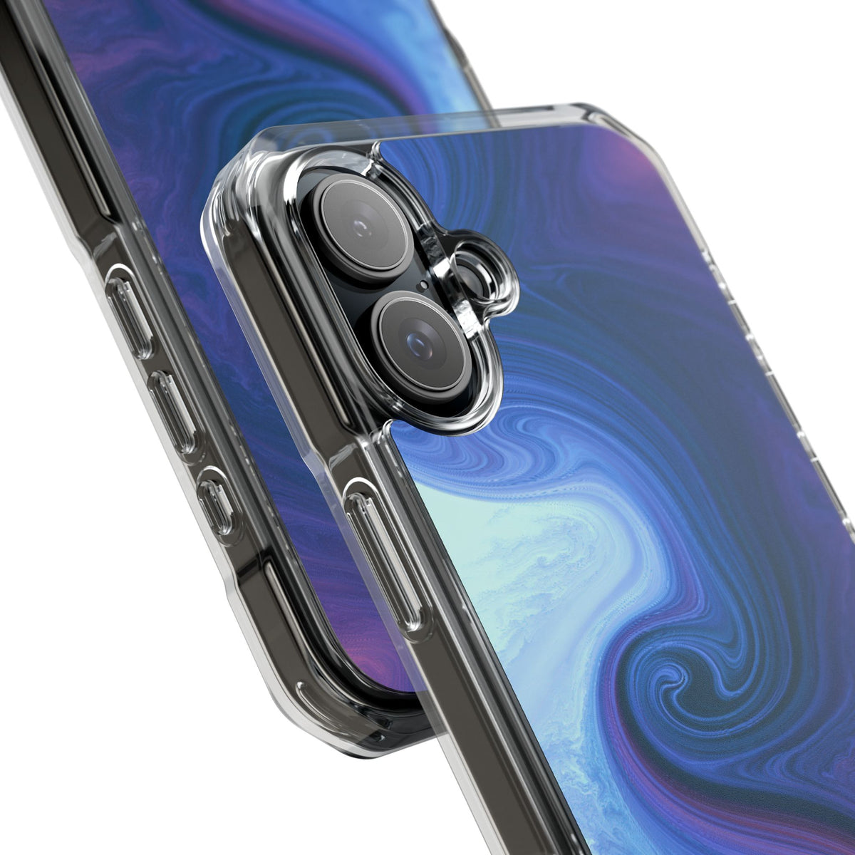 Azure Fluid Swirl · Clear Impact Magnetic Phone Case for iPhone · Blue