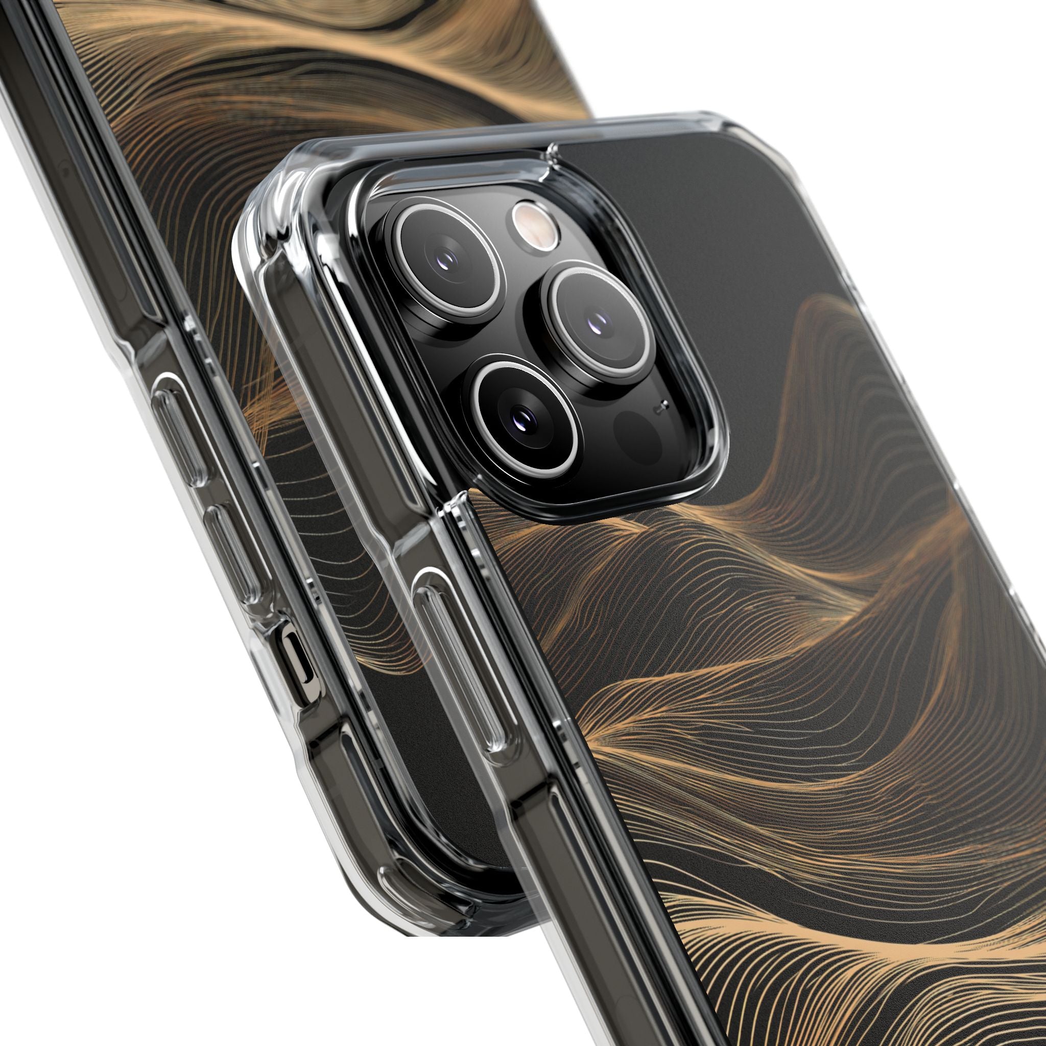 Black Impact MagSafe Phone Case for iPhone - Copper Topo Ridge