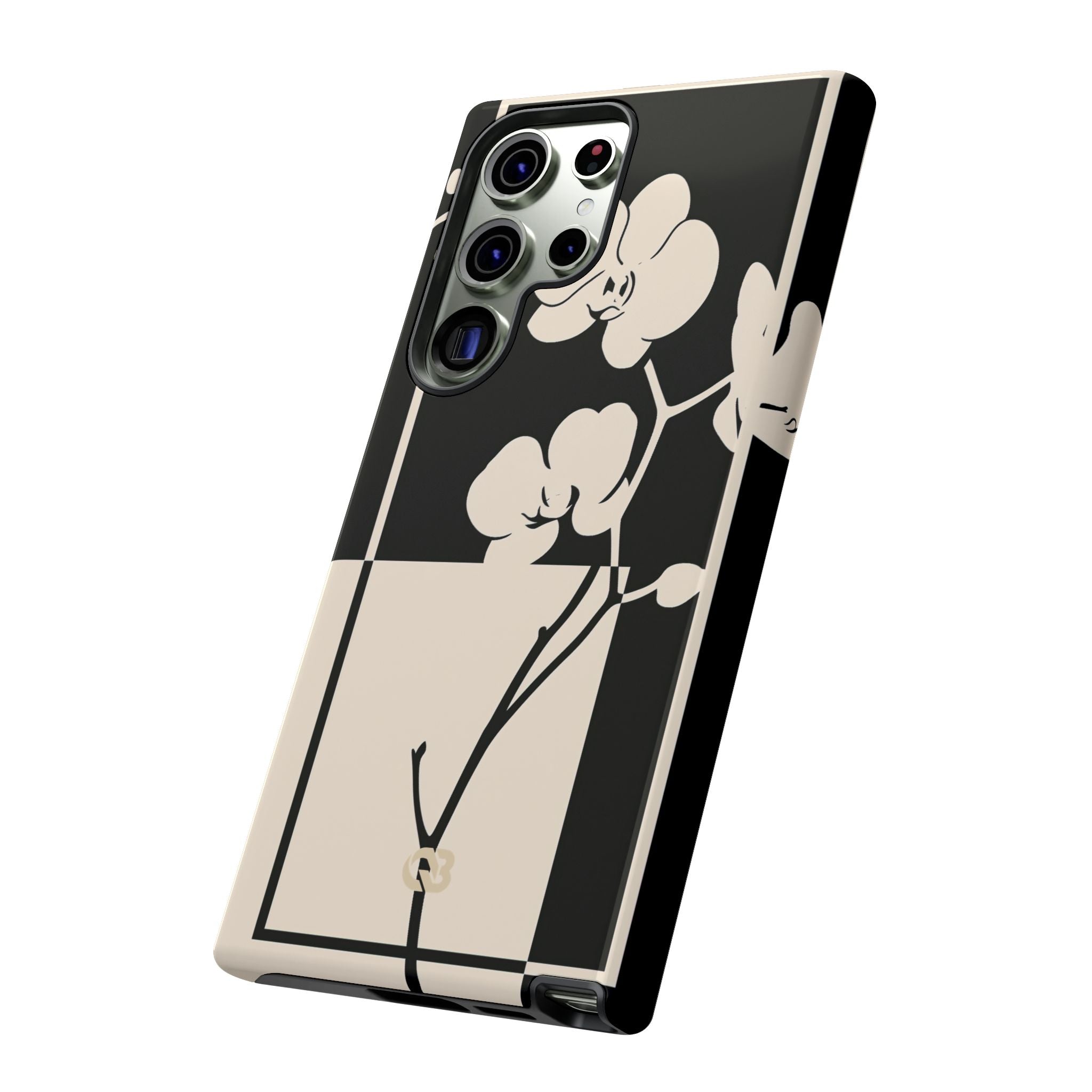 Beige Tough Phone Case for Samsung - Nocturnal Orchid Frame