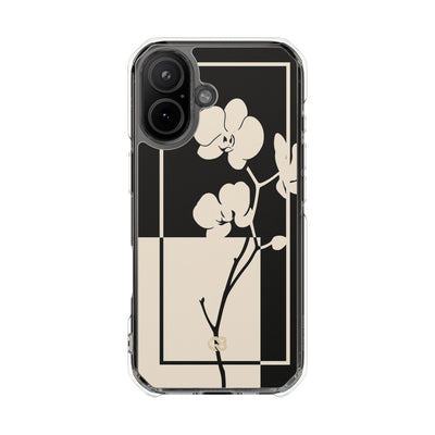 Beige Impact MagSafe Phone Case for iPhone - Nocturnal Orchid Frame