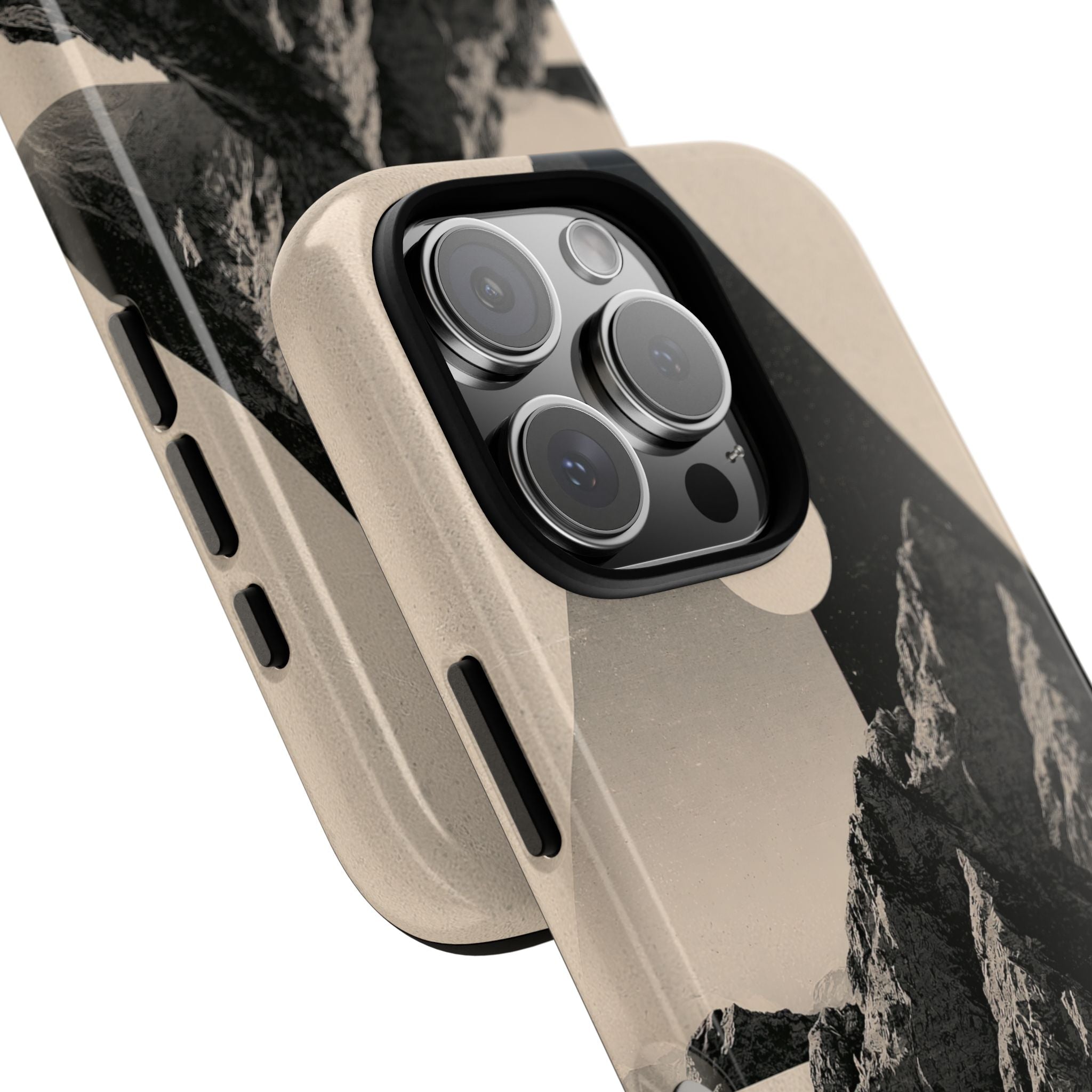 Beige Tough Phone Case for iPhone - Obsidian Summit Parchment