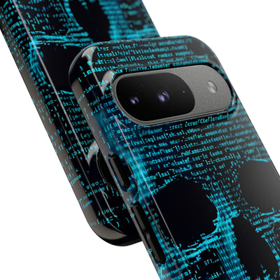 Cyan Glitch Skull · Tough Phone Case for Google Pixel