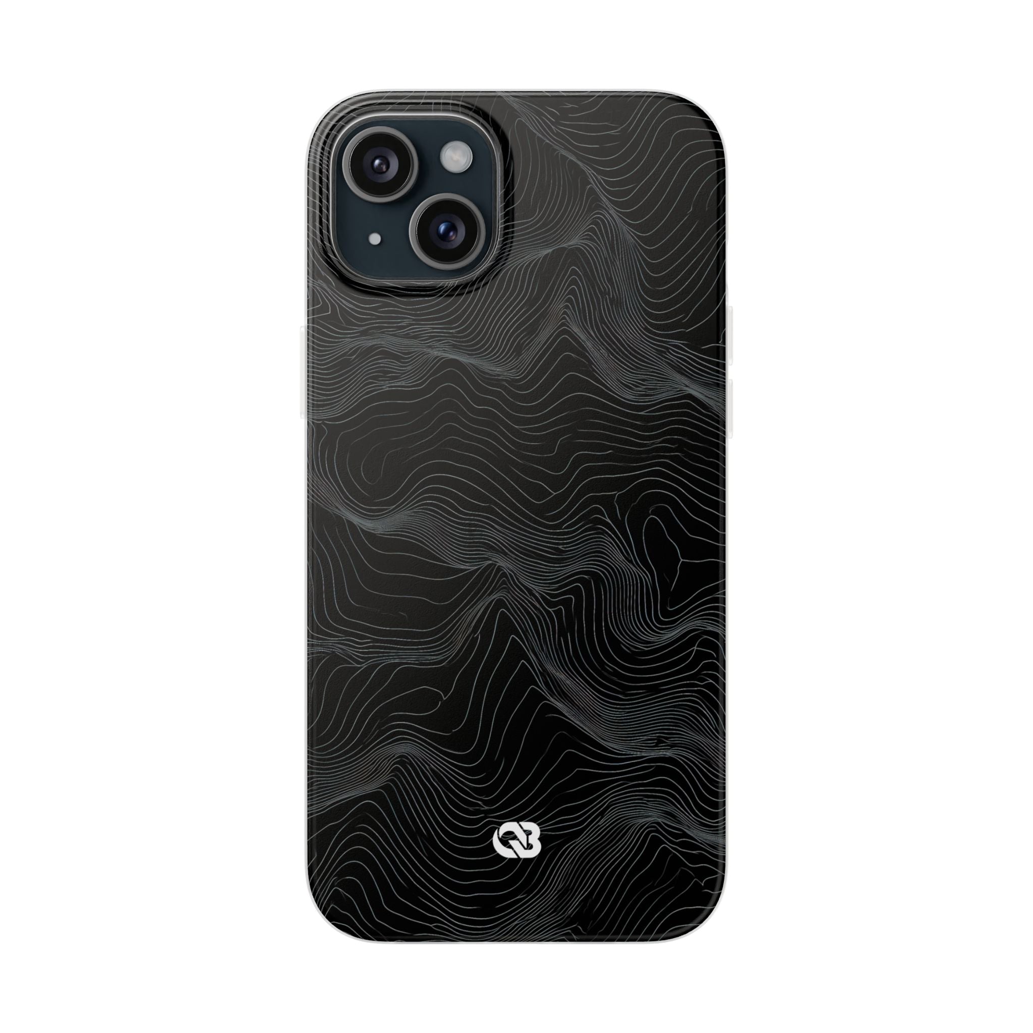 Black Lite Phone Case for iPhone - Obsidian Topo Wireframe