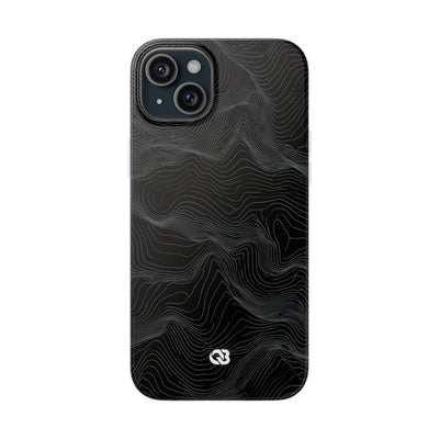 Black Lite Phone Case for iPhone - Obsidian Topo Wireframe