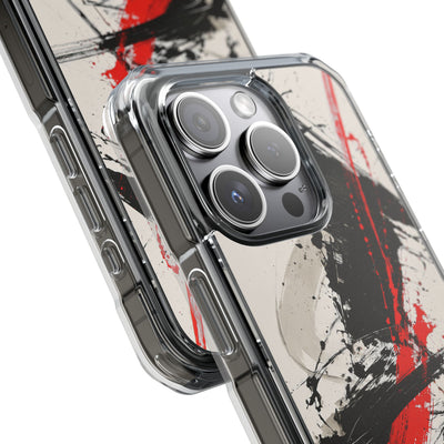 Crimson Sumi Slash · Clear Impact Magnetic Phone Case for iPhone · White