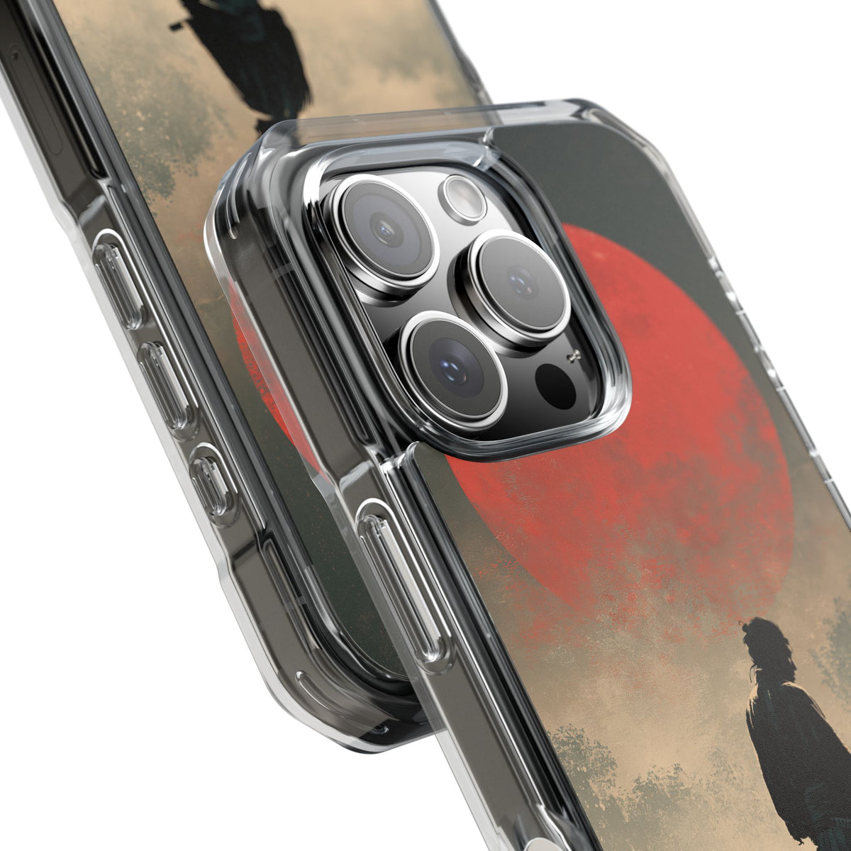Crimson Moon Ronin · Clear Impact Magnetic Phone Case for iPhone · Red