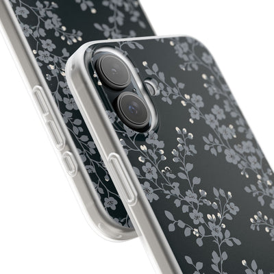 Black Lite Phone Case for iPhone - Midnight Slate Blossom