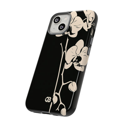 Black Tough Phone Case for iPhone - Obsidian Bone Orchid