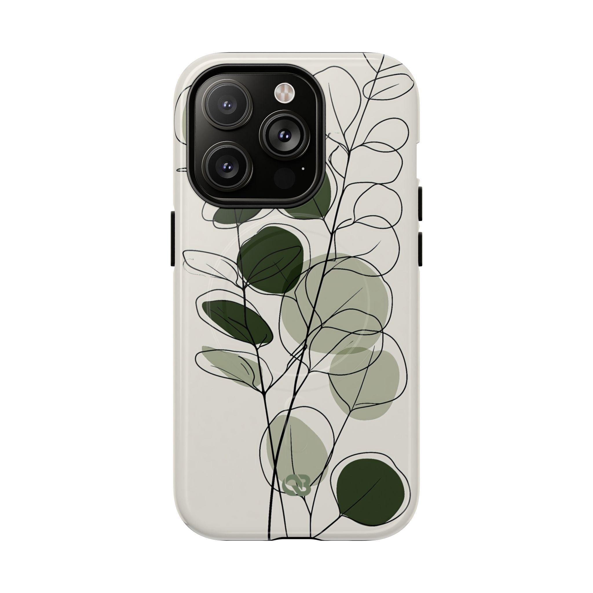 Green Tough 2.0 Magsafe Phone Case for iPhone - Muted Eucalyptus Sketch