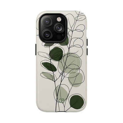 Green Tough 2.0 Magsafe Phone Case for iPhone - Muted Eucalyptus Sketch